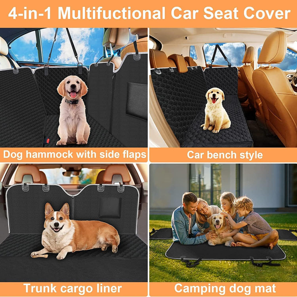 Dog Hammock for Car, 2025 Upgraded 600D Heavy Duty Waterproof & Scratch-Resistant Dog Car Seat Cover, Back Seat Pet Cover for Dogs with Sedan, Trucks and SUVs, Standard, All Black