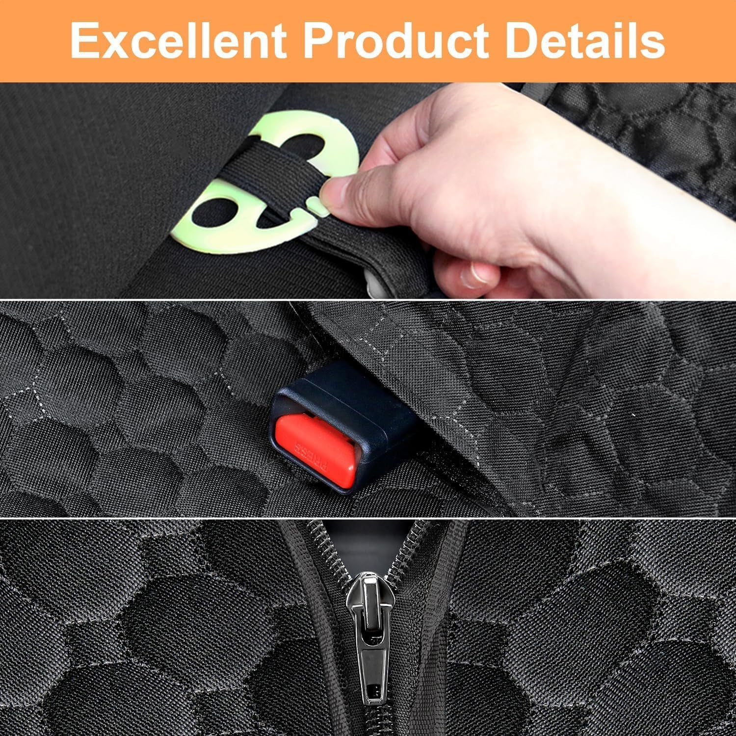 Dog Hammock for Car, 2025 Upgraded 600D Heavy Duty Waterproof & Scratch-Resistant Dog Car Seat Cover, Back Seat Pet Cover for Dogs with Sedan, Trucks and SUVs, Standard, All Black