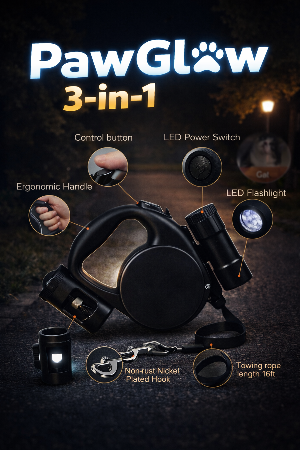 LED Retractable Dog Leash
