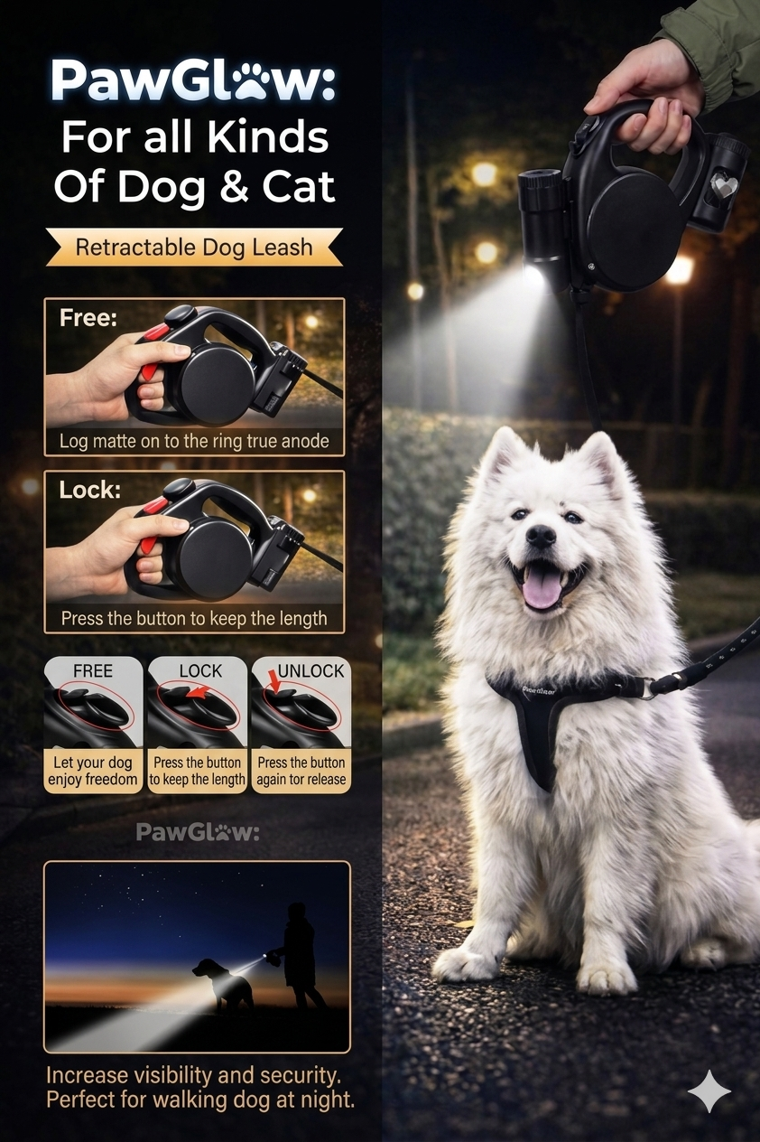 LED Retractable Dog Leash