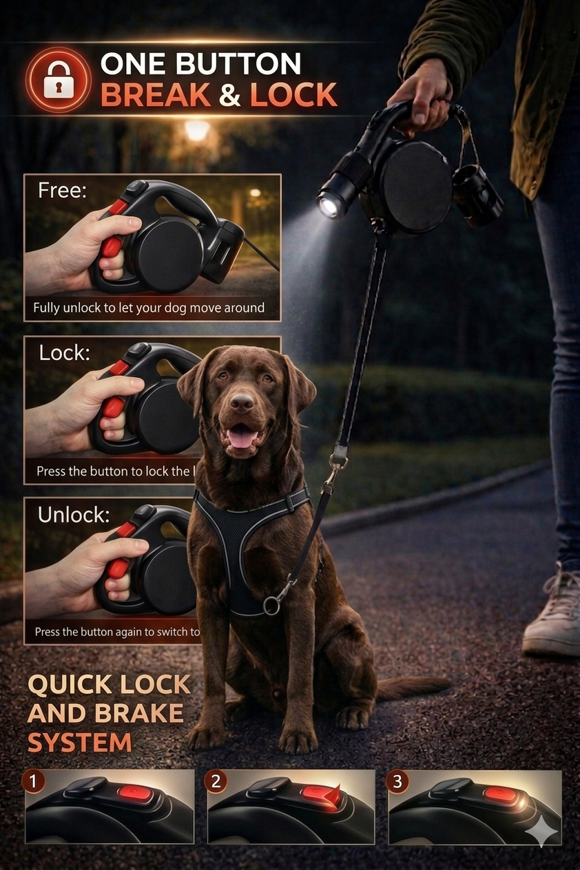 LED Retractable Dog Leash