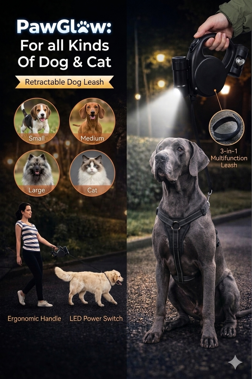 LED Retractable Dog Leash